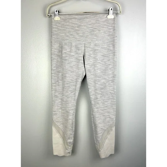 Lululemon Wunder Under High Rise Crop‎ Leggings Heathered Gray 8 Scallop Hem 24