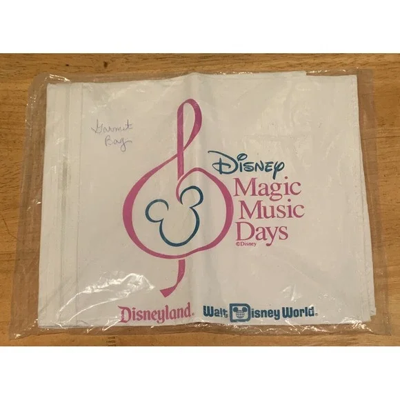 Vtg Disney Magic Music Days Garment Bag Mickey Treble Clef Disneyland WDW Retro