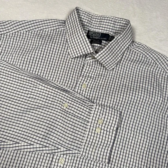 Polo‎ By Ralph Lauren Shirt Mens XL White Philip Check Button Down Long Sleeve