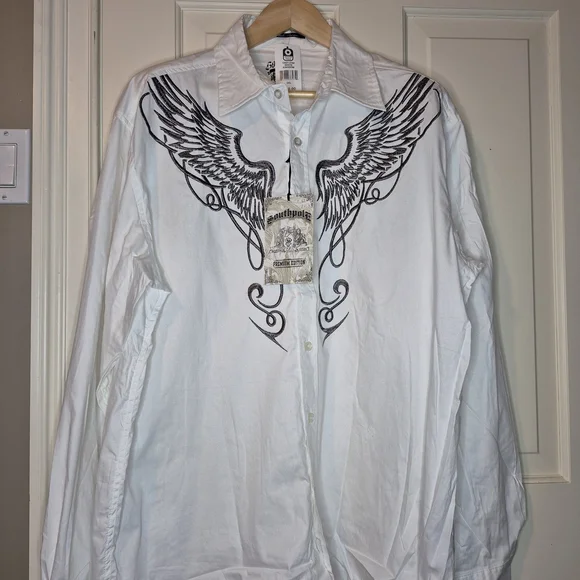 South Pole White Shirt with Black Wing Graphic 1638/575