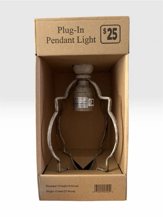 Rustic Silver Plug-In Pendant Light