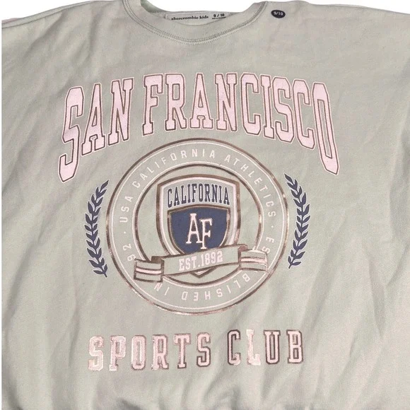 Abercrombie Kids Girls Sweatshirt 9 10 San Francisco Crewneck Mint Green NWT