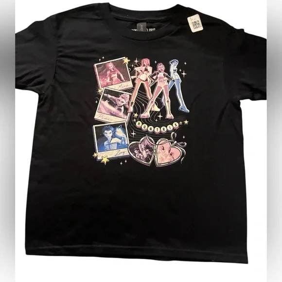 Ally* New! K Pop Demon Hunters Huntrix Black Short Sleeve T-Shirt