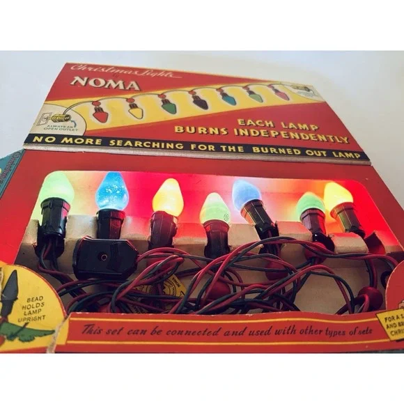 Vintage NOMA Christmas Lights #3010 Original Box MCM Holiday 1930s- 1940s Works