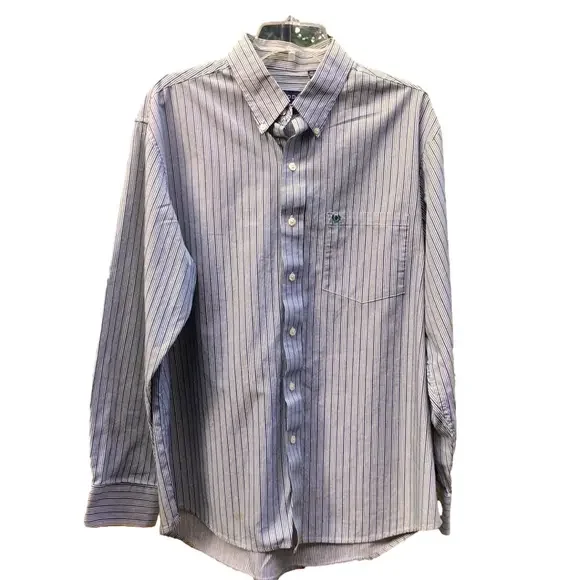 IZOD Men’s Large Cotton Long Sleeve Button Down Dress EUC Pit to pit 25