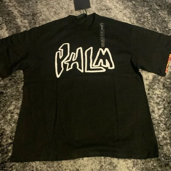 Palm Angels Flaming Black Fire T-Shirt Men’s Size Large