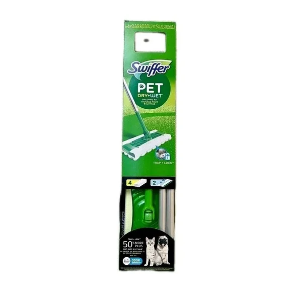 Swiffer Pet Sweeper Kit Dry & Wet Floor‎ Cleaner includes Sweeper 6 Cloths = 4+2