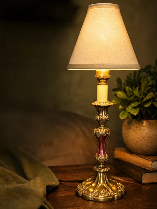 Vintage Ornate Brass Candlestick Table Lamp | Hollywood Regency Design