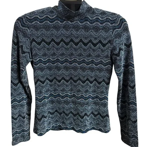 Rods Sequin Sparkle Youth Western‎ Horse Show Shirt Size Large Glitter Blue Blk