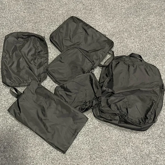 NWT 6 Pc Black Set Packing Cubes Travel Bag