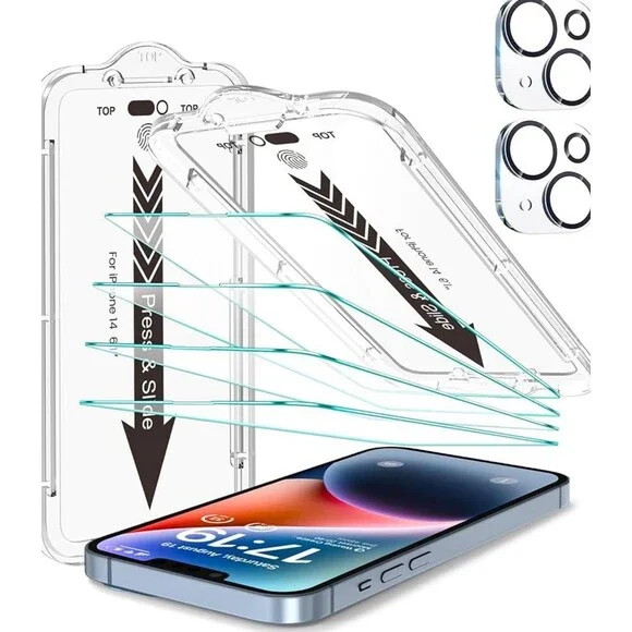EZ-GLAZ- 4 Pack for iPhone 13 14 Screen Protector [6.1