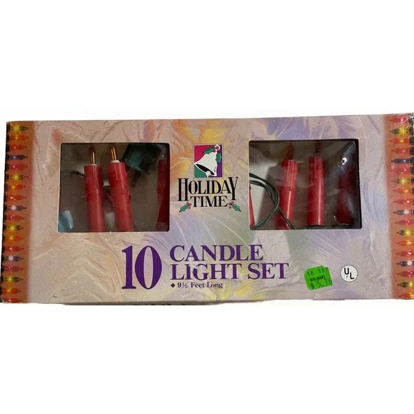 Vintage Holiday Time 10 Candle‎ Light Set 9.5 Feet Long Indoor Outdoor Blinking