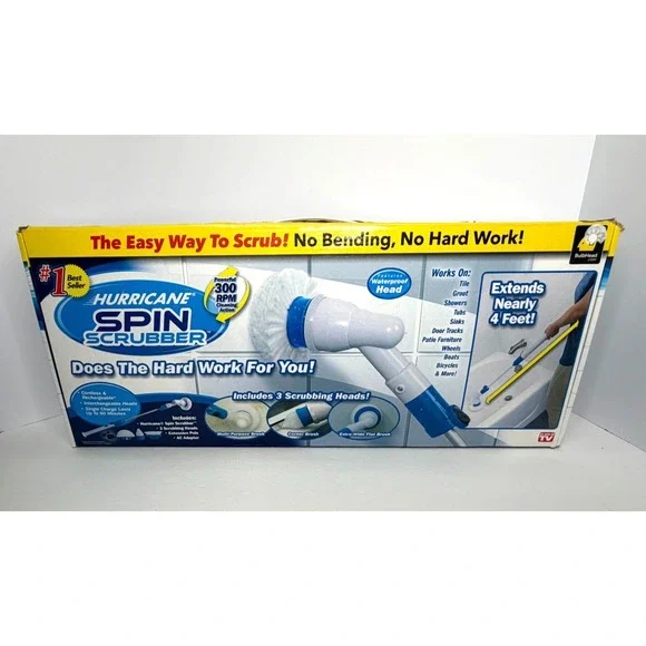 Hurricane Spin Scrubber Cordless Power Cleaning Brush with 3 Rotating Heads NOB
