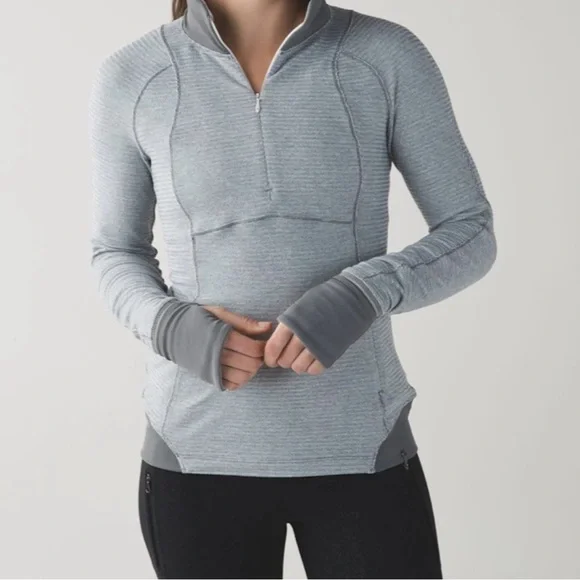 Lululemon Runderful 1/2 Zip Mini Check Pique Heathered