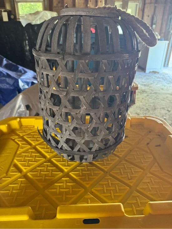 Woven Brown Lantern with Rope Handle - Home Accents