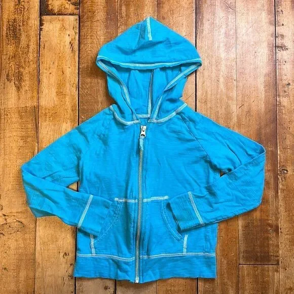 Hanes Girls size XS Blue Lightweight Zip Up Hooded Sweatshirt