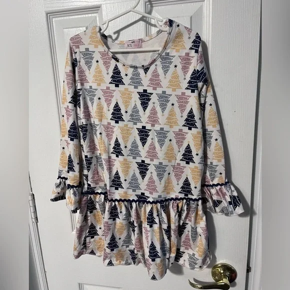Pete & Lucy girls ruffle tunic top 7/8 Christmas farmhouse