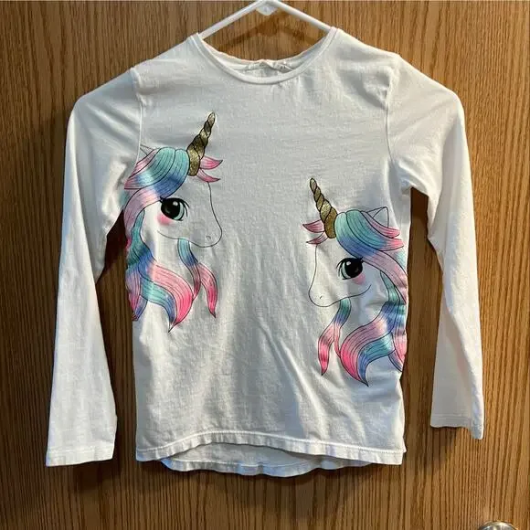 H&M Girls Unicorn Long Sleeve Tee Shirt Size 8 / 10