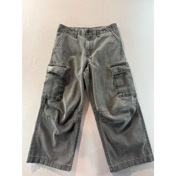 Y2K Polo Jeans Co Ralph Lauren Gray Cargo Baggy Pants Kids Size 8