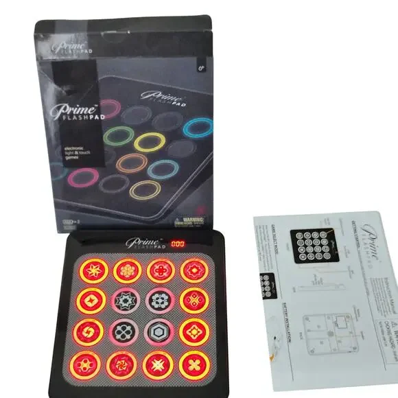 Prime Flashpad Electronic Light & Touch Game Musical Memory Travel PortableBlack