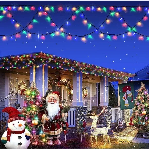 380 LED Christmas Lights Outdoor Decorations 34Ft Exterior‎ Multi Colored- NEW!