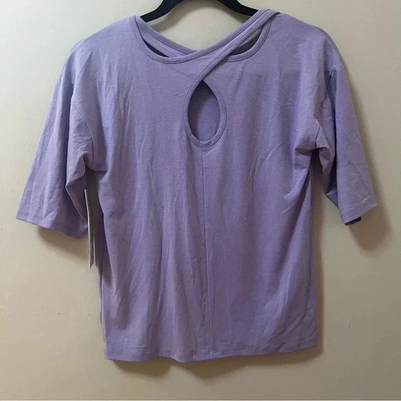 Threads 4 Thought Purple 3/4 sleeve Shirt with back detail -Size 14 Girls