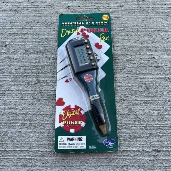 Digital Poker Pen‎ Micro Games Poker Card Games Casino Handheld Blue NIP NOS