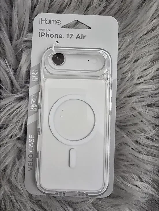 iHome Velo Case for iPhone 17 Air - Clear with White Magnetic Ring