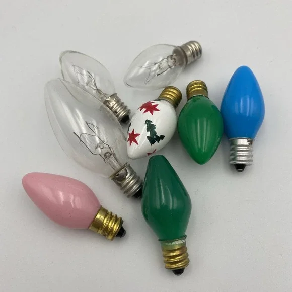 Vintage C7 Bulb Lot Of 8 Christmas‎ Nightlight Untested Screw-in Untested