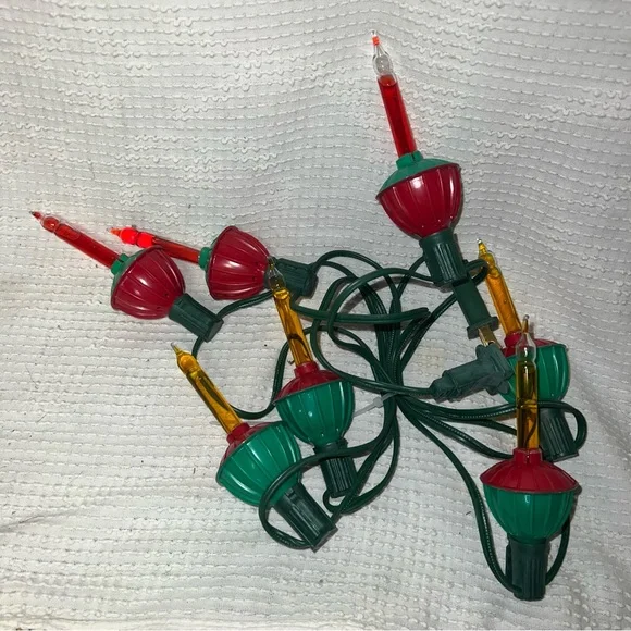 Vintage Christmas Bubble Lights Set 7 with cord - works red green holiday