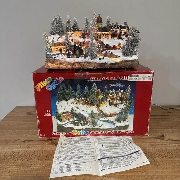 Puleo Fiber Optic Color Changing Christmas Village Lighted Decor 030018 With Box