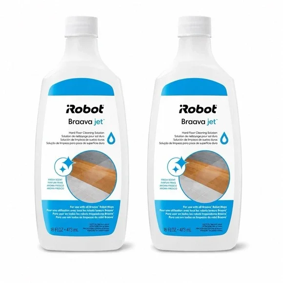 2 Bottles iRobot Braava Jet Hard Floor Cleaning Solution Fresh Scent 16 oz Each