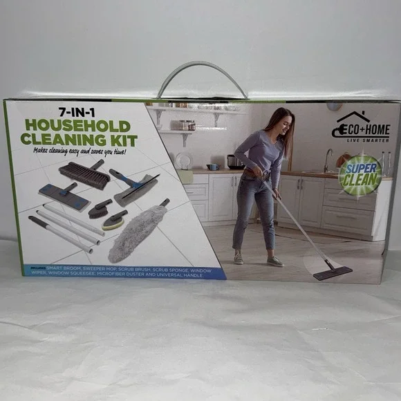 Eco+Home 7-in-1 Household Cleaning Kit Dust Sweep Mop Scrub‎