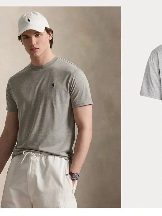 Polo Ralph Lauren Classic Fit Crewneck Tshirt Grey Heather Short Sleeve