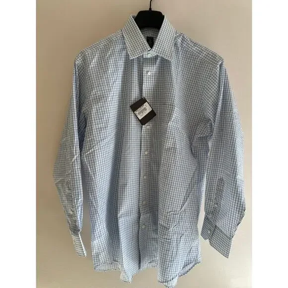 NWT Robert Talbott/Maus Hoffman Light Blue Grid Check Button-down 100% Cotton 17