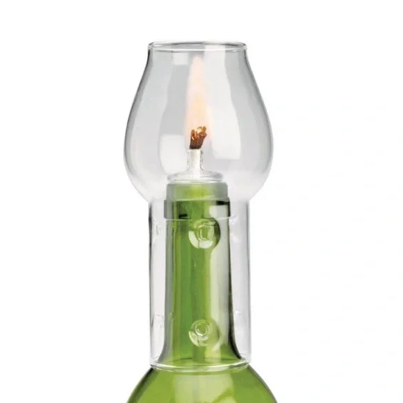 Glass Chimney Flame Protector for Wine Bottles, Oil Lamps and Candles