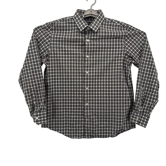 EXPRESS Mens Modern Fit Long Sleeve Plaid Dress Shirt Size‎ Large Button Front
