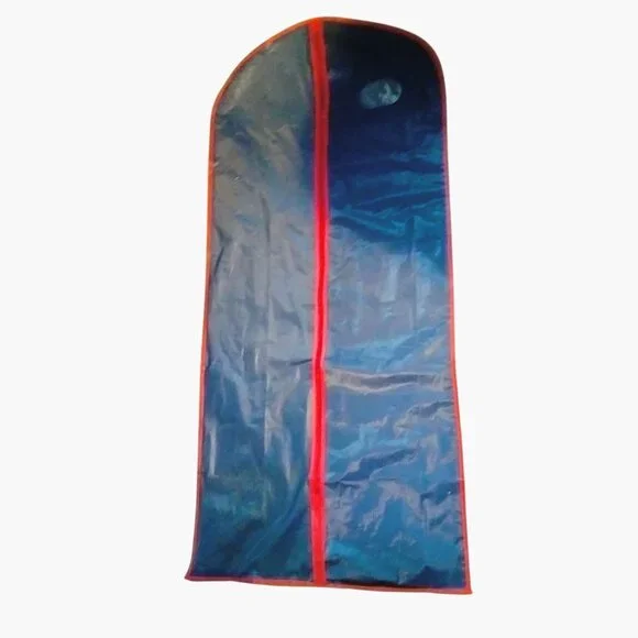 Garment Cover Bag Blue Vinyl Red Trim 36x23 Inches Storage Protector