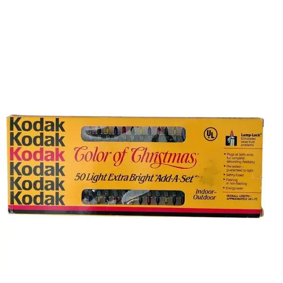 Kodak Color of Christmas 50 Light Extra Bright Add-A-Set 24' NEW Vintage 1991