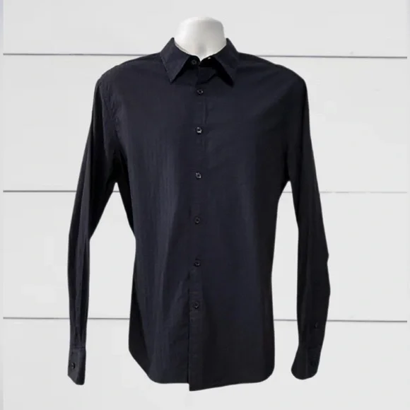 Kenneth Cole New York Men’s Blue Dress Shirt with Tonal Stripes - Size Large