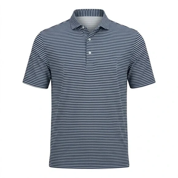 Turtleson Men's XL Blue Striped‎ Polo Shirt Short Sleeve Casual Club Logo - CJ