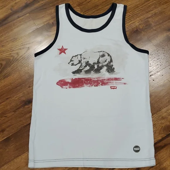 Mens blue Levi's graphic tank top size S