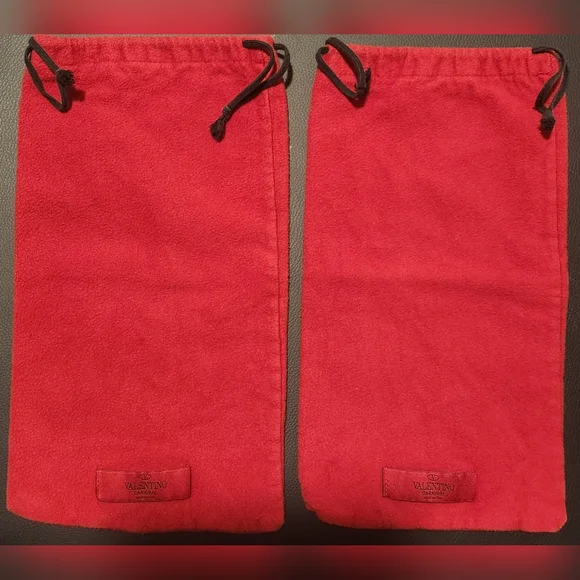 Valentino Red Drawstring Dust Bag Set Of 2