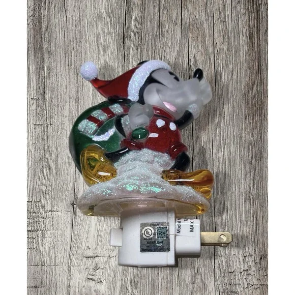 Mickey Mouse/santa night light, acrylic, tested/works