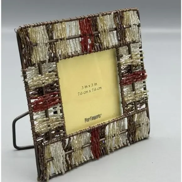 Pier 1 Imports Vtg Gold Silver Red 3x3