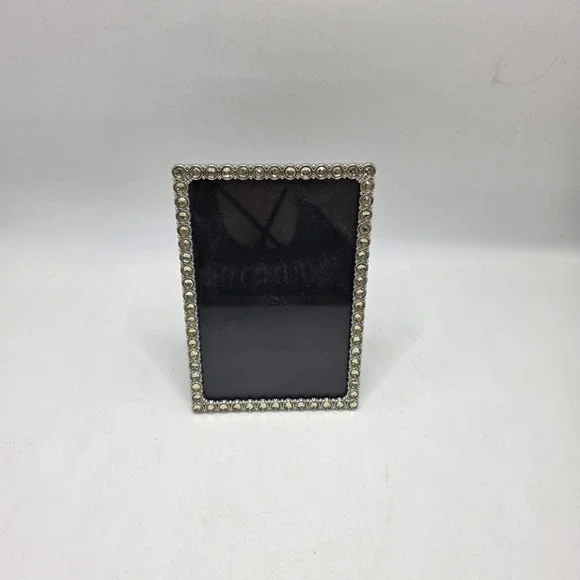 Rhinestone Picture Frame Silver Champagne Jeweled Glam Tabletop 4x6