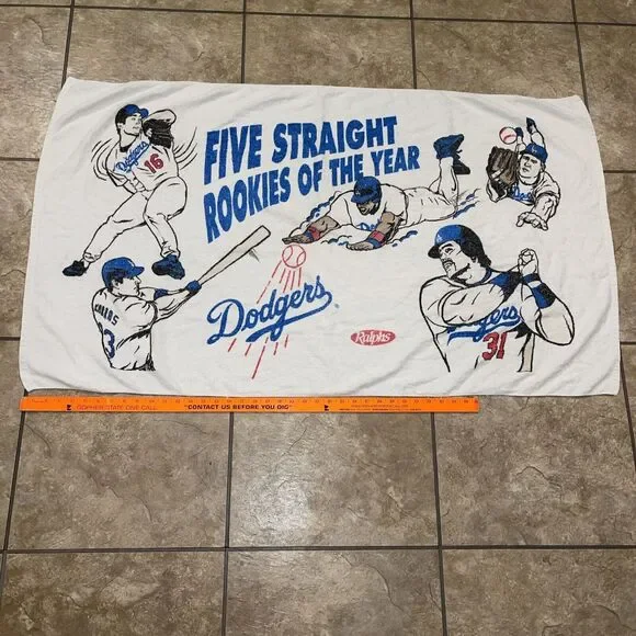 Los Angeles Dodgers Vtg 90s Beach Towel ROY Piazza Hideo Nomo Karros Mondesi 47”