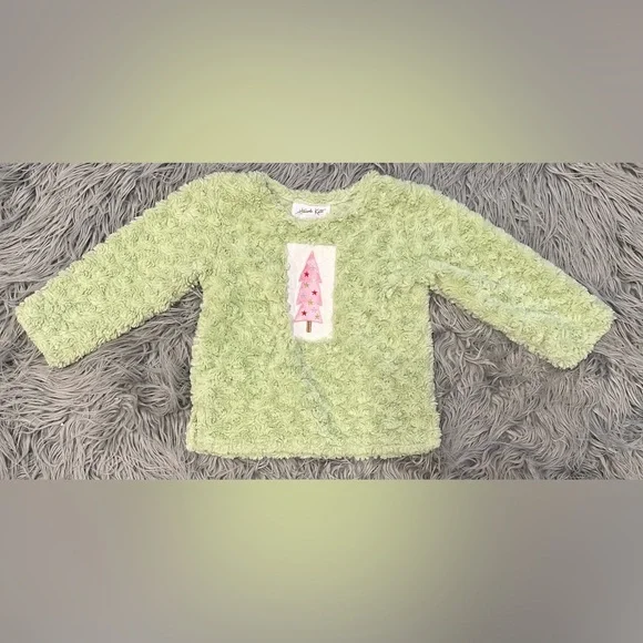 HANNAH KATE Fuzzy Rosette Christmas Tree Pullover Top size 5 Girls