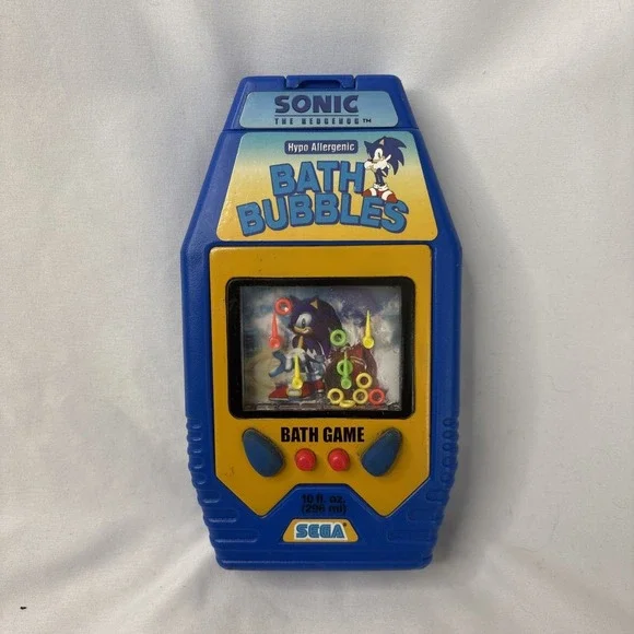 Vtg Sonic The Hedgehog Bath Bubbles Handheld Game SEGA 10 Oz Blue Used