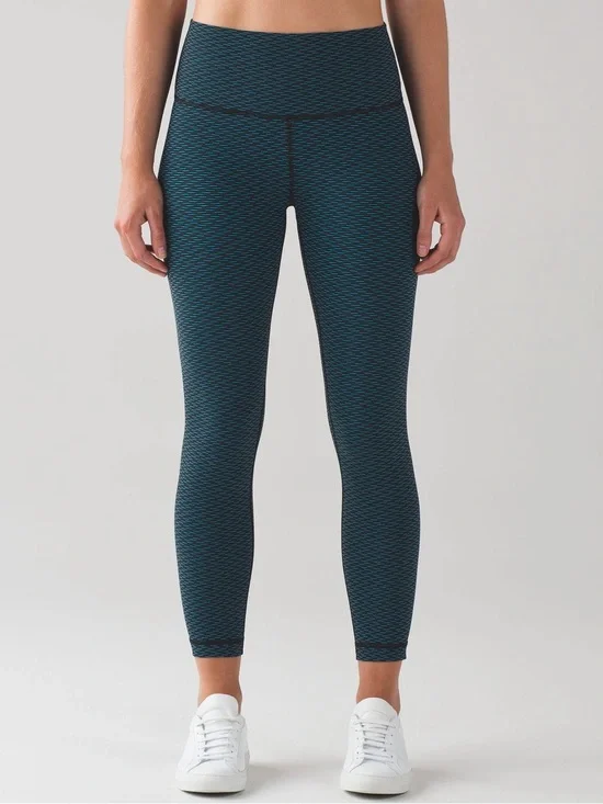 ✨ Lululemon High Times Pant Score Jacquard Black Indian Ocean Leggings Size 4